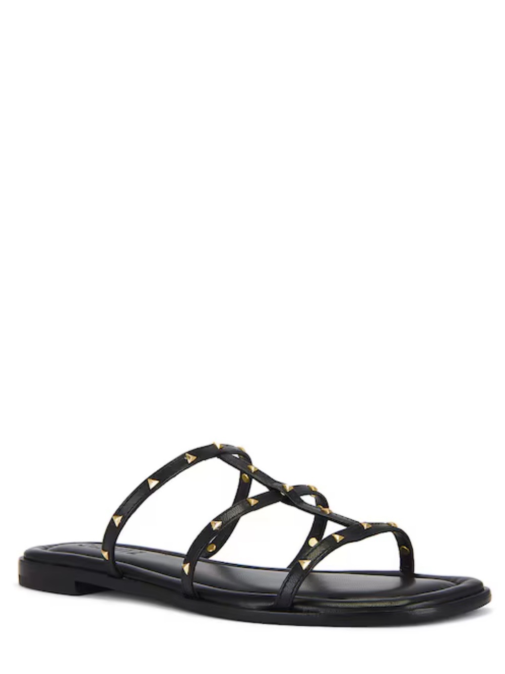 Schutz Lydia Studded Black Leather Sandals New!